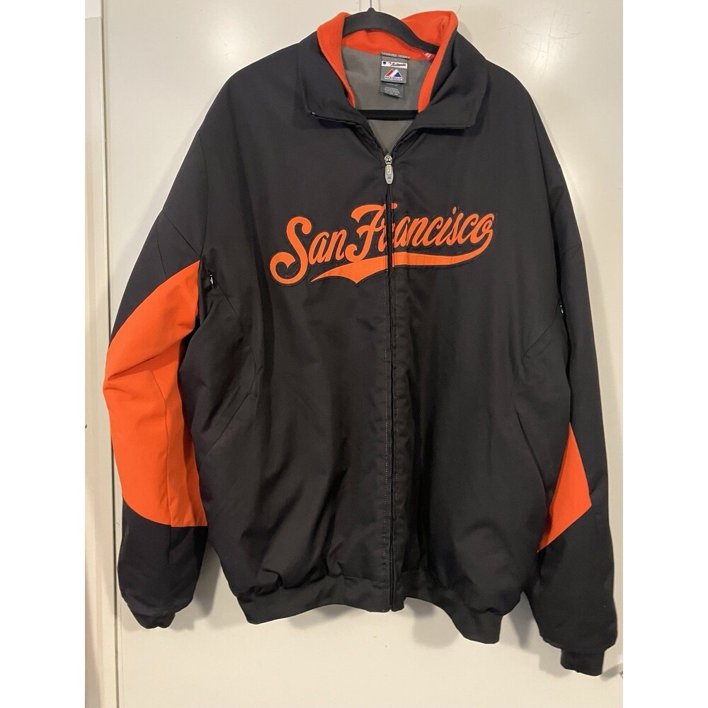 Majestic Therma Base Jacket San Francisco Giants Fleece Lined Black Sz 2XL